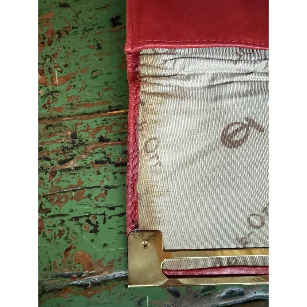 Teek Orr Vintage Genuine Leather Purse Red Clutch Handbag‎